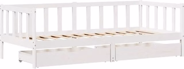 Berkfield Home Practical Daybed with Drawers in White Solid Pine, W/D/H: 80 x 200 x 66 cm