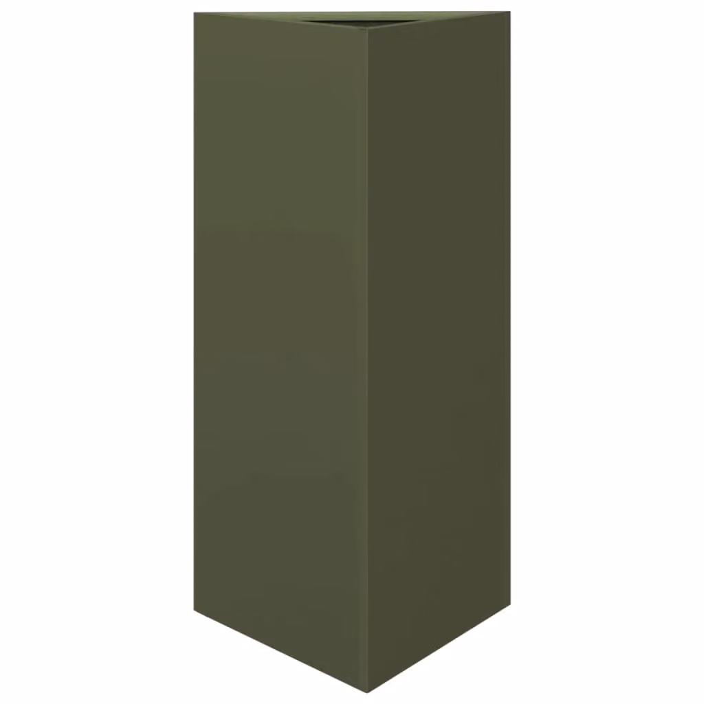 Berkfield Home Triangular Steel Garden Planter, Green, W: 40 cm, D: 34.5 cm, H: 70 cm – 2
