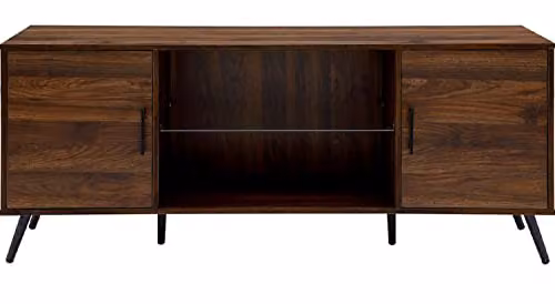 Centurion Supports Portobello Luxury Walnut Dual Compartment 6-Shelf TV Cabinet in Brown, fits up to 65 inch screens – 5