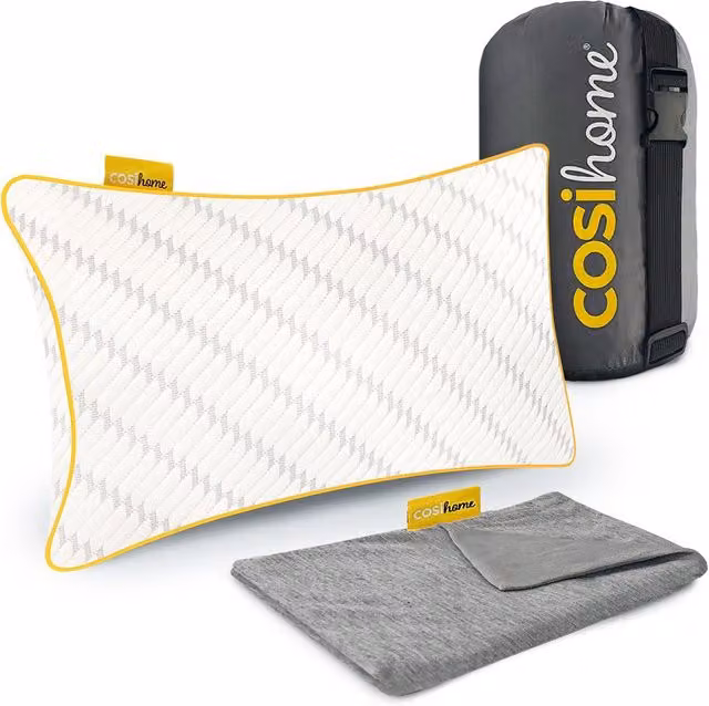 Cosi Home Memory Foam Travel Pillow with Cooling Bamboo Case, White, W/D/H: 45 x 30 x 30 cm