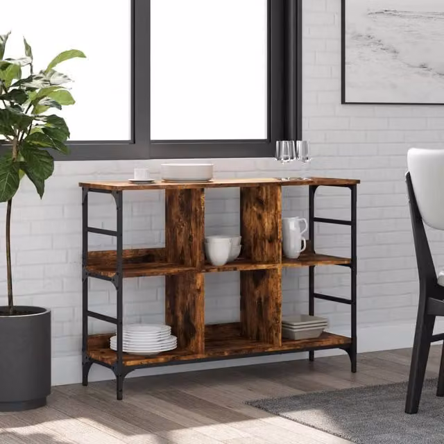 Berkfield Home Smoked Oak Sideboard in Brown, W/D/H: 102 x 32 x 73.5 cm