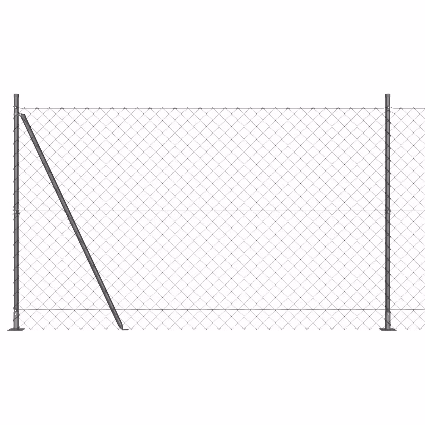 Berkfield Home Grey Galvanised Steel Chain Link Fence with 13 Flanged Posts – 2