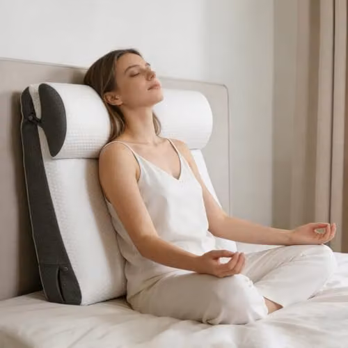 Lavio Memory Foam Wedge Pillow Set for Adults in White, 2-Piece Adjustable Cushion for Back, Neck and Shoulder Support – 5