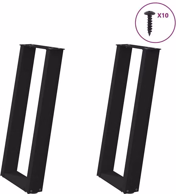 Berkfield Home U-Shaped Console Table Legs, 2 Piece Set, Black Matt Steel, W: 28 cm, H: 72-73 cm