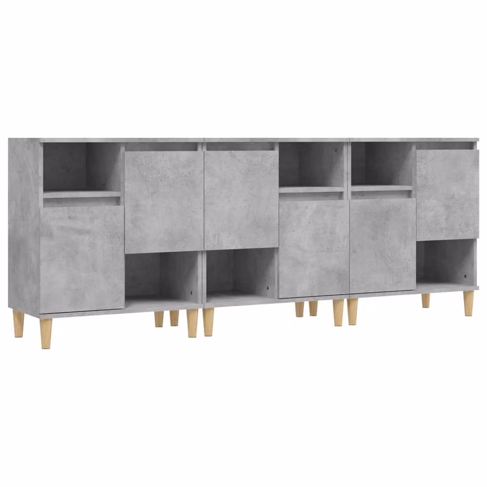 Berkfield Home Set of 3 Modern Sideboards in Concrete Grey, W/D/H: 60 x 35 x 70 cm – 2