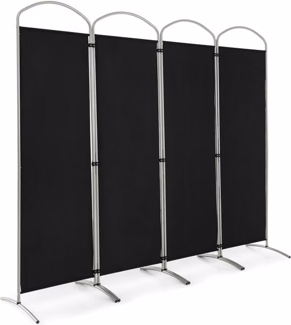 Costway 4 Panel Folding Privacy Screen Room Divider in Black, Height: 188 cm