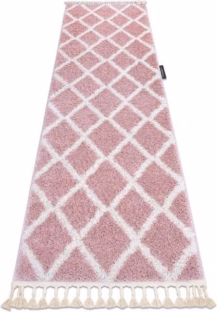 RugsX Berber Pink Geometric Boho Runner, W: 70 cm, L: 200 cm – 1