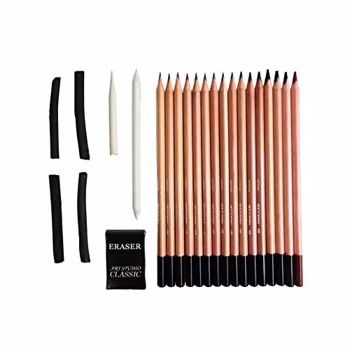 Daler-Rowney Simply Sketching Pencils Technique Set with Graphite Pencils and Accessories, 40 Pieces, Multicolour – 2