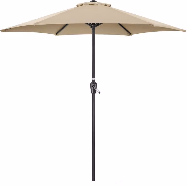 Christow Freestanding Garden Parasol Umbrella in Beige and Brown with Polyester Canopy and Steel Frame, Diameter: 240 cm