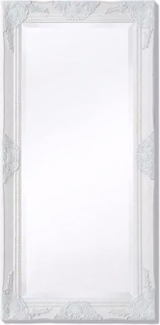 Berkfield Home Antique Baroque Style Rectangular Wall Mirror, White, W: 100 cm, H: 50 cm