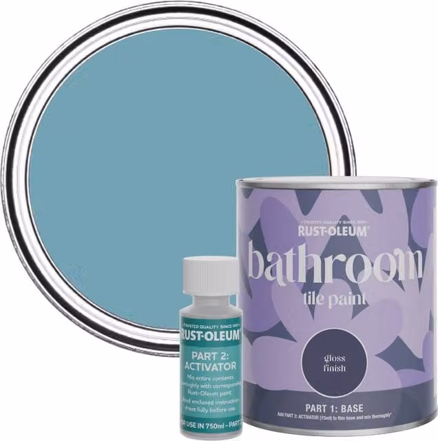 Rust-Oleum Belgrave Blue Gloss Bathroom Tile Paint 750ml
