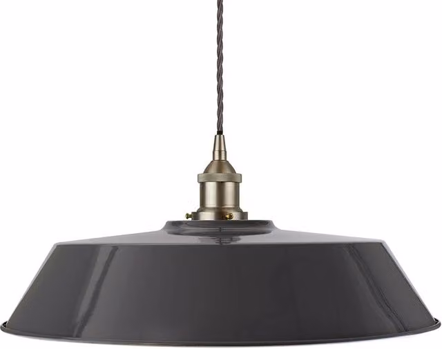 SE Home Chancery Large Suspended Pendant Light in Slate Grey and Brushed Chrome