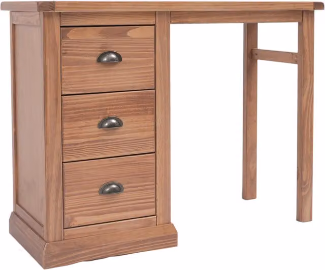 Cabinet Bits Tirolo 3 Drawer Dressing Table in Brown Lacquered Pine with Brass Cup Handles – 1