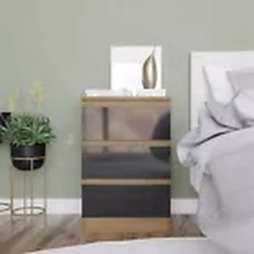 Havendro Oak and Black 3 Drawer Wooden Bedroom Chest Cabinet, W/D/H: 61.5 x 40 x 35 cm – 4