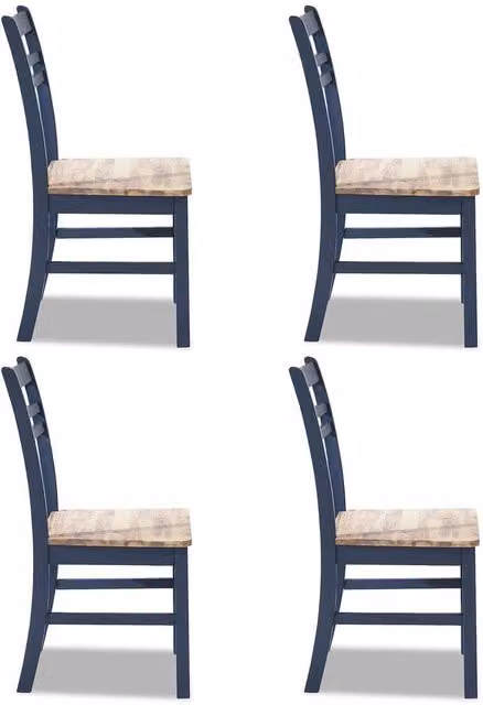 Statement Furniture Florence Country Style Wooden Dining Chairs Set of 4 in Blue with Acacia and Pine Wood – 4