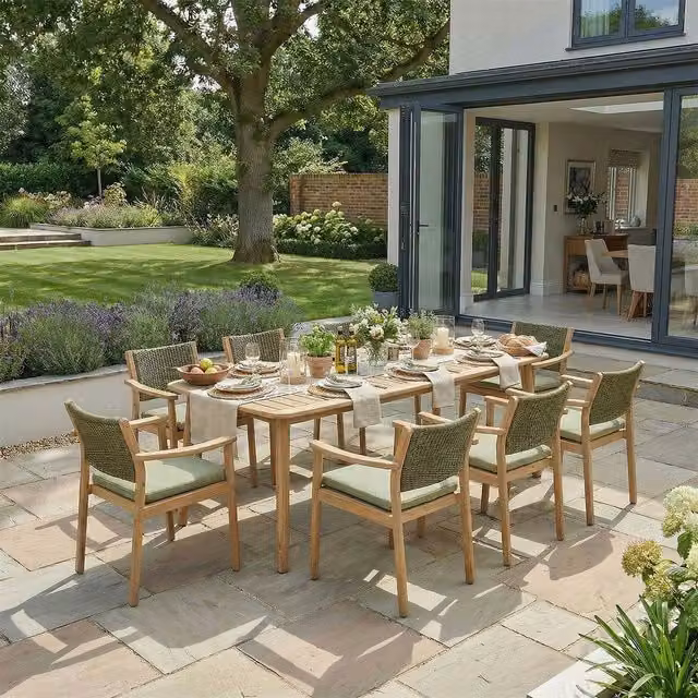 Bracken Outdoors Tetbury 8 Seat Rectangular Garden Dining Set in Brown Acacia Wood