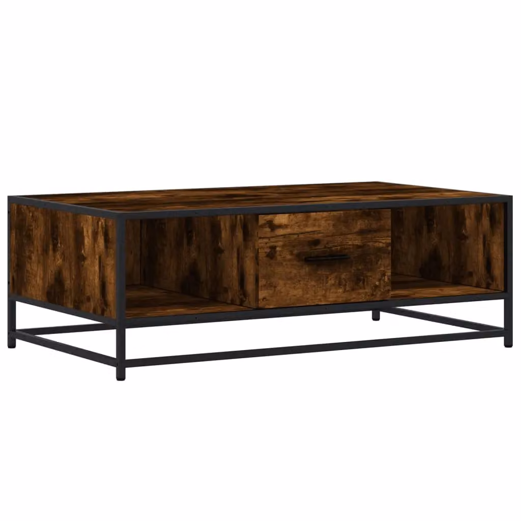 Berkfield Home Smoked Oak Coffee Table in Brown, W/D/H: 100 x 57 x 35 cm – 2