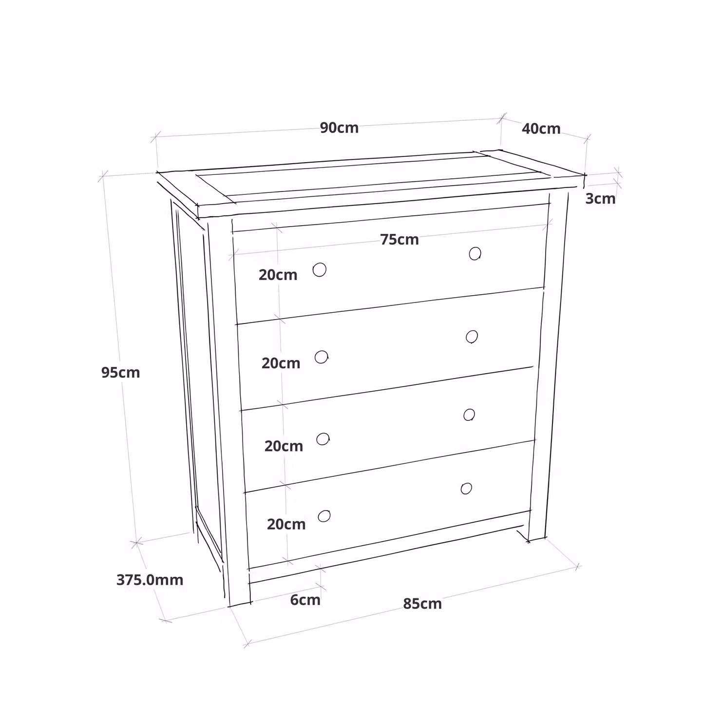 Cabinet Bits Trevi 4 Drawer Chest of Drawers in White with Gold Knobs – 2