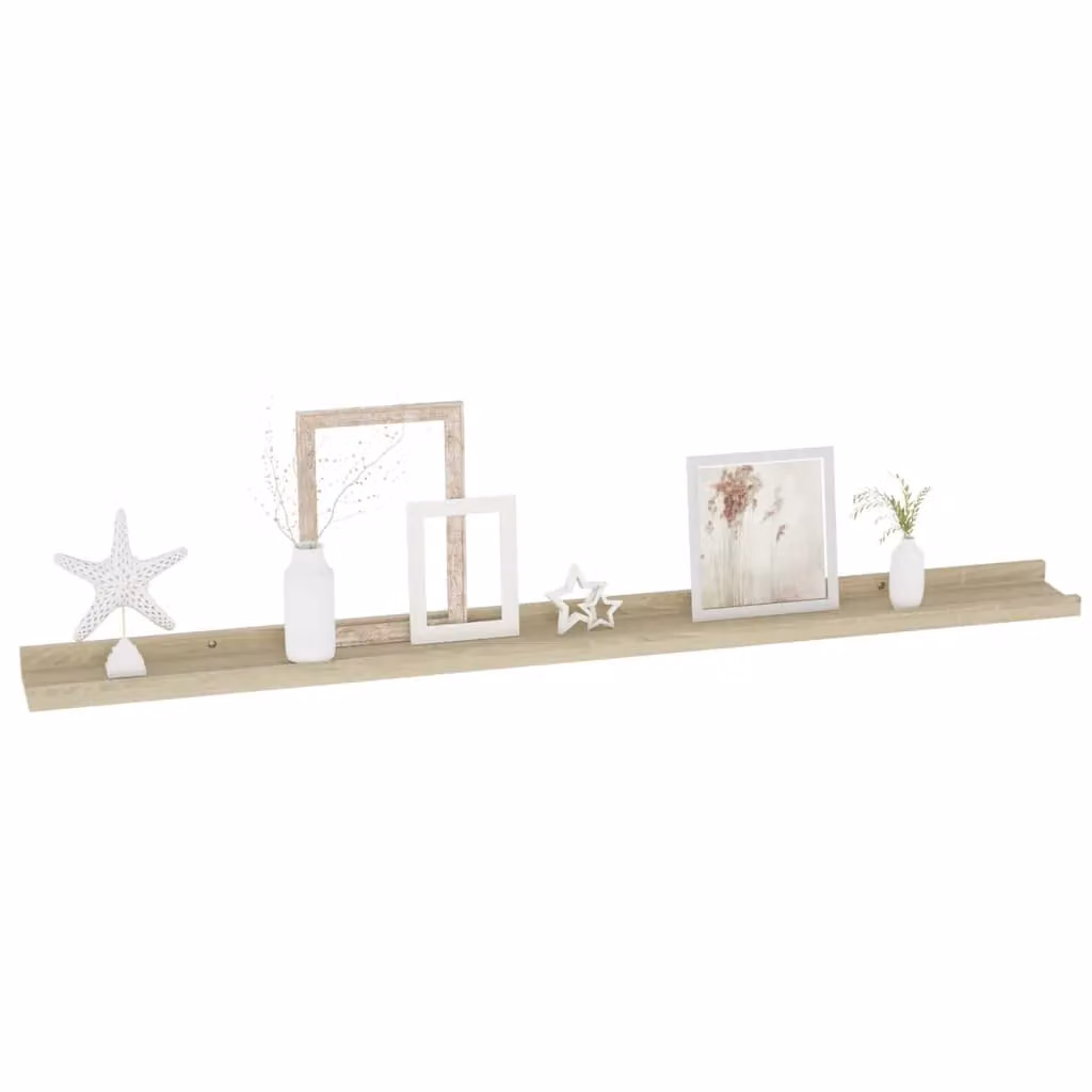 Berkfield Home Wall Mounted Shelves, 4 Piece Set, Sonoma Oak, Brown, W: 100 cm, D: 9 cm, H: 3 cm – 2