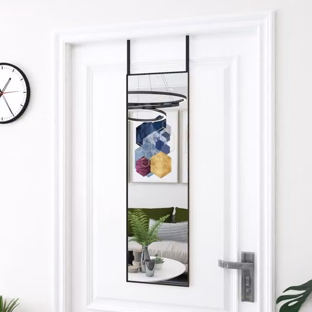 Berkfield Home Black Rectangular Hanging Door Mirror with Glass and Metal Frame, W: 30 cm, H: 100 cm