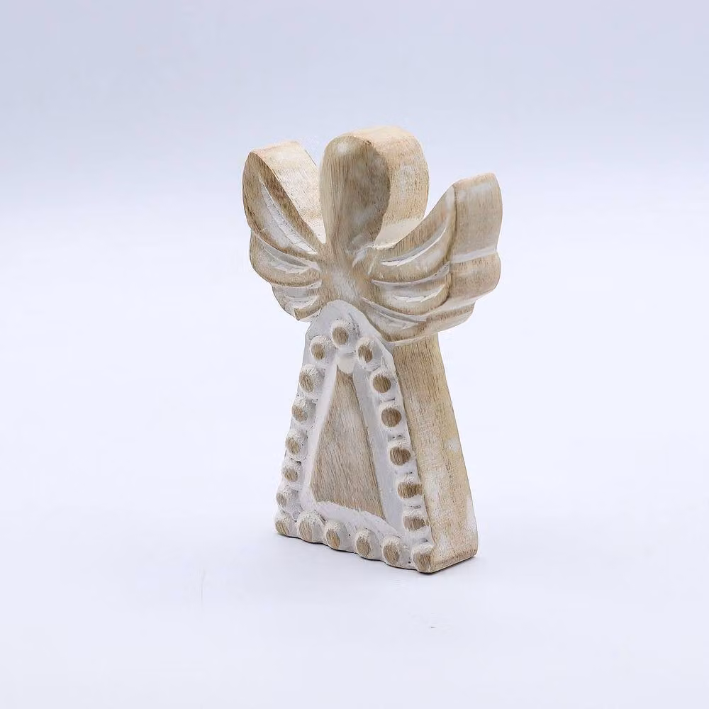 Serenityy Rustic White Mango Wood Angel Tabletop Christmas Decoration – 2