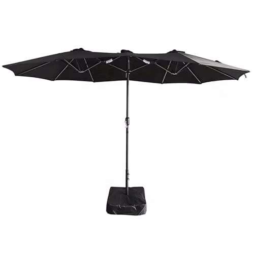 Gr8 Garden Double Sided Cantilever Parasol Umbrella in Black with Crank and Steel Frame – 1