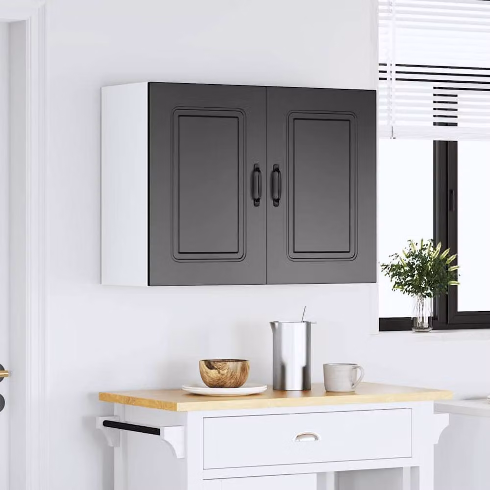 Berkfield Home Kalmar Wall Mounted Kitchen Cabinet in Black Matt MDF – 3