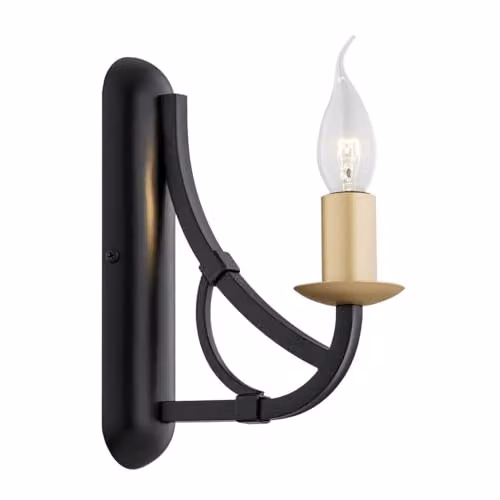 Netlighting Lorenzo Single Candle Wall Lamp in Black and Gold/Brass