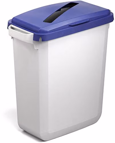 Durable DURABIN 60 Hinged Lid with Paper Slot for Recycling Waste Bin, Blue, W: 51.5 cm, D: 28.5 cm, H: 7.0 cm – 3