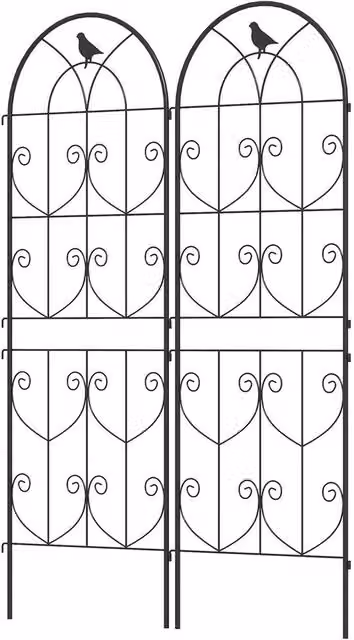 NESTLUNE Set of 2 Black Metal Garden Trellis Panels, W/H: 60 x 100 cm – 1