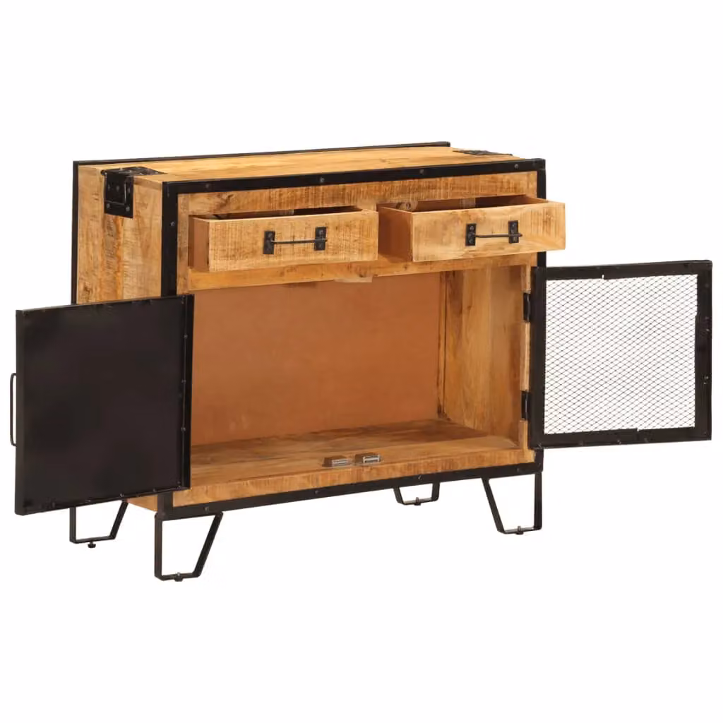 Berkfield Home Industrial Mango Wood and Metal Sideboard in Brown, W/D/H: 80 x 31 x 66 cm – 2