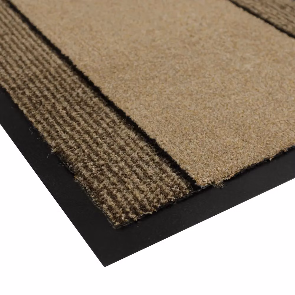 JVL Miracle Striped Barrier Doormat, Beige, Anthracite and Brown, W: 60 cm, D: 90 cm – 2