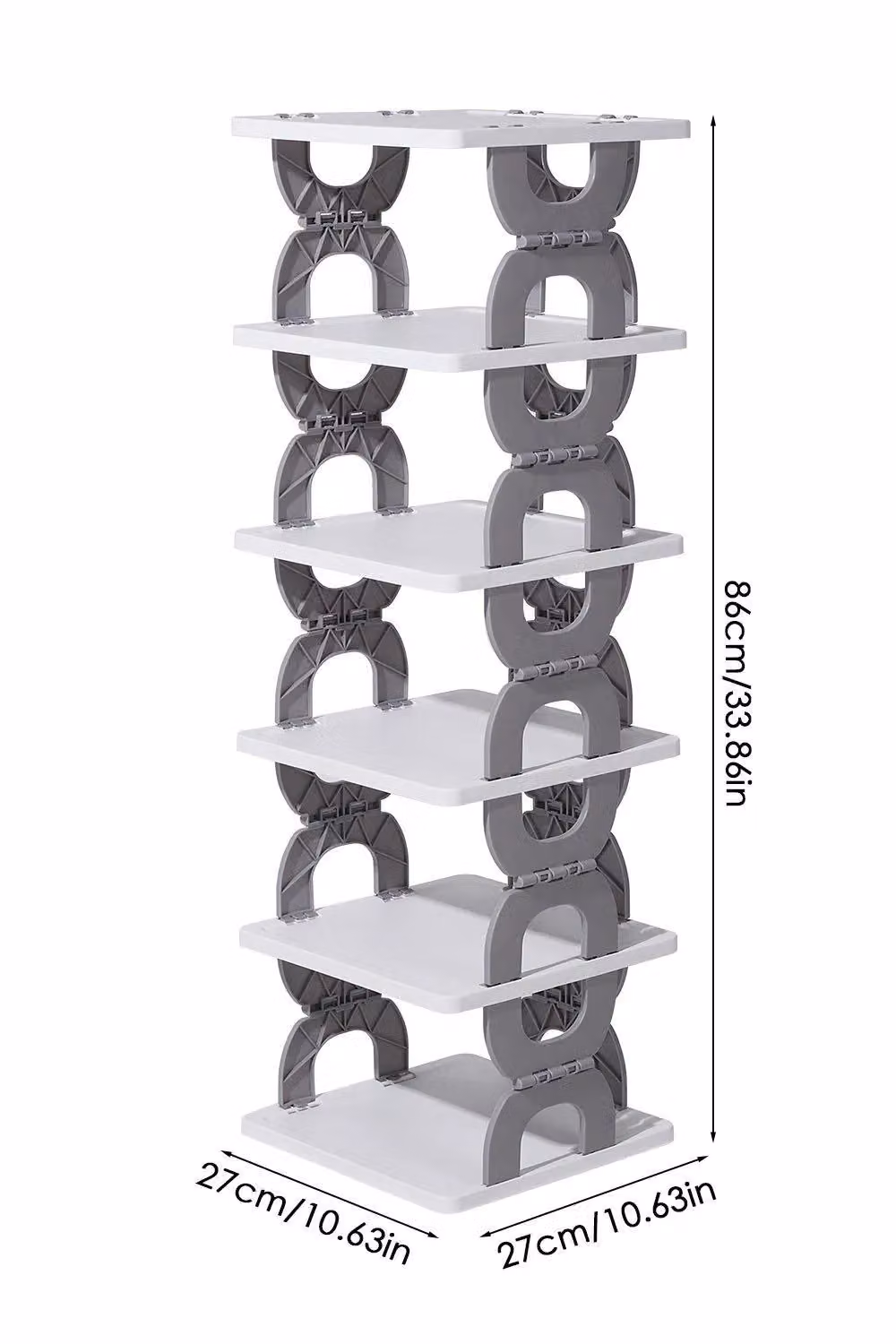H&O Direct 6-Tier Foldable Plastic Shoe Rack in Grey – 2