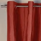 Terrys Jazz Red and Silver Striped Opaque Eyelet Fabric Curtain Panel