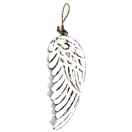KDMD Handcrafted White Wooden Angel Wing Figure – 1