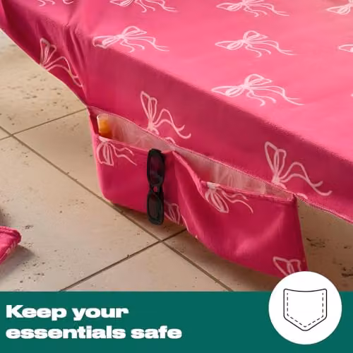 OHS Pink Bow Print Microfibre Beach Towel, Quick-Drying and Absorbent, W: 75 cm x L: 215 cm – 2