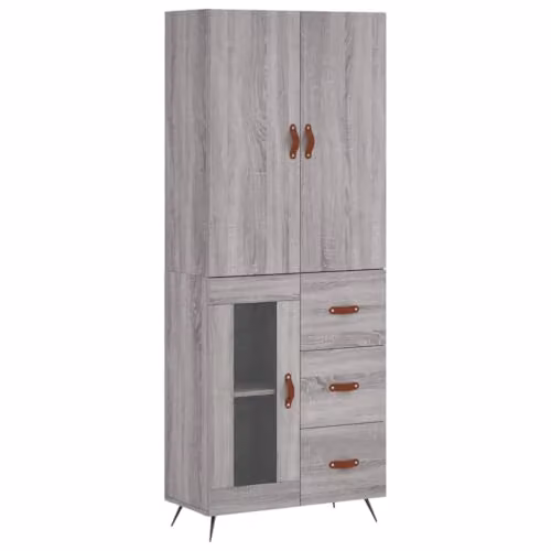vidaXL Modern Grey Highboard in Sonoma Finish, W/D/H: 69.5 x 34 x 180 cm