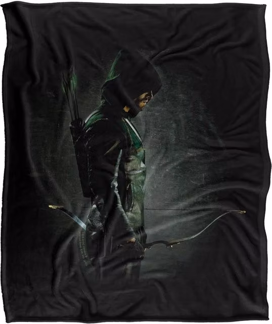 Warner Bros. Arrow In The Shadows Extra Large Silky Touch Super Soft Fluffy Throw Blanket in Black and Multicolour