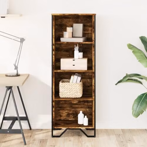vidaXL Modern Smoked Oak Bookcase in Brown, W/D/H: 50 x 31 x 137.5 cm – 2