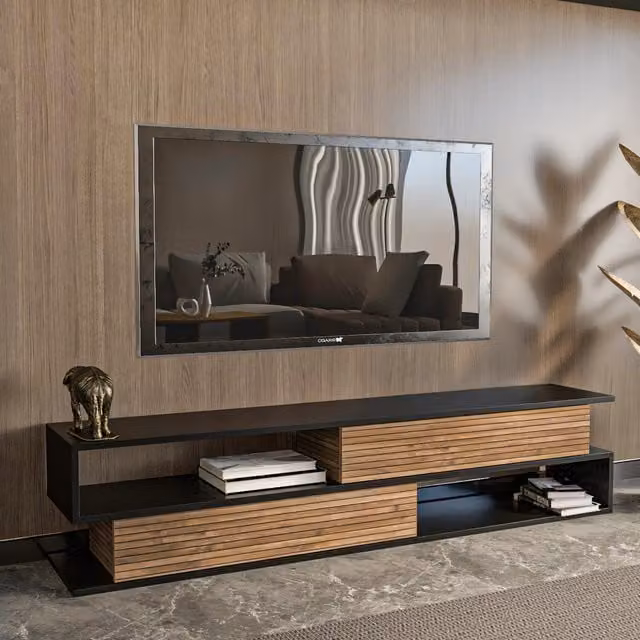 Decorotika Cortez Modern Geometric TV Unit in Black