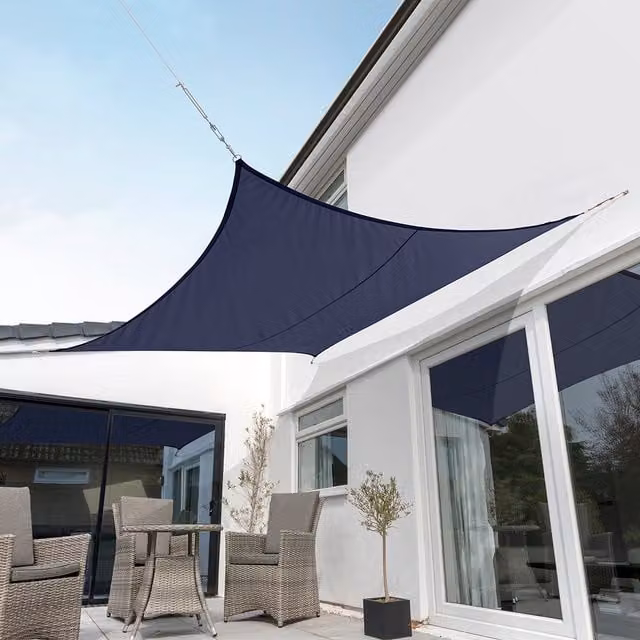 Kookaburra Blue Waterproof Square Sun Shade Sail with UPF 50, W x W: 360 x 360 cm