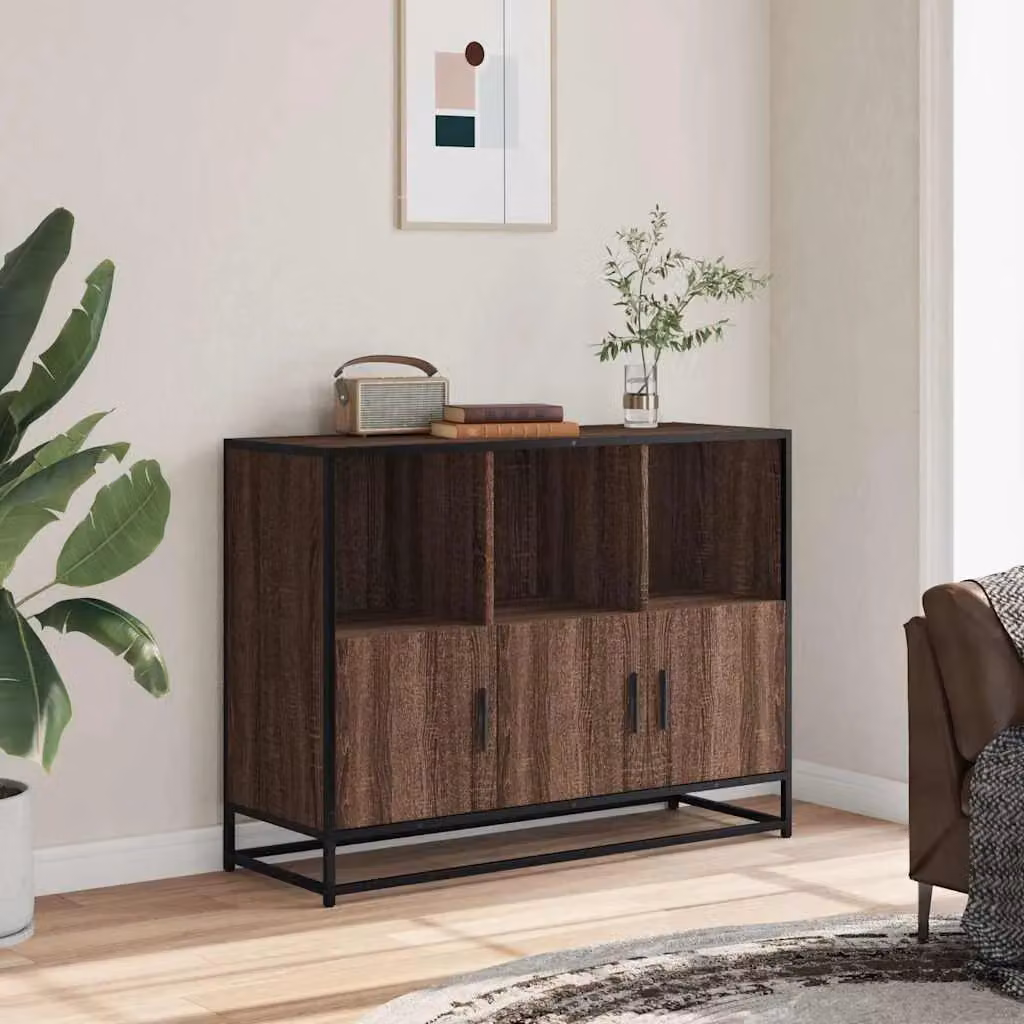 Berkfield Home Industrial Sideboard in Brown Oak, W/D/H: 100 x 35 x 76 cm – 3