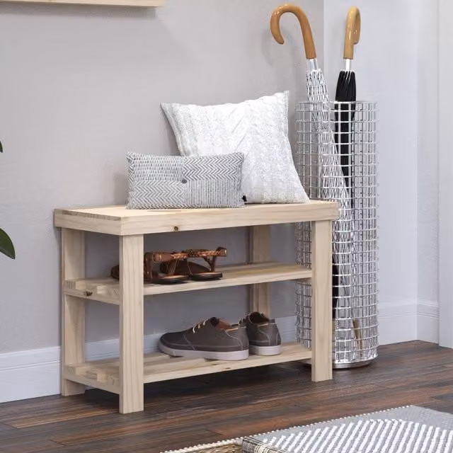Core Products Ltd Natural Pine Shoe Bench and Rack