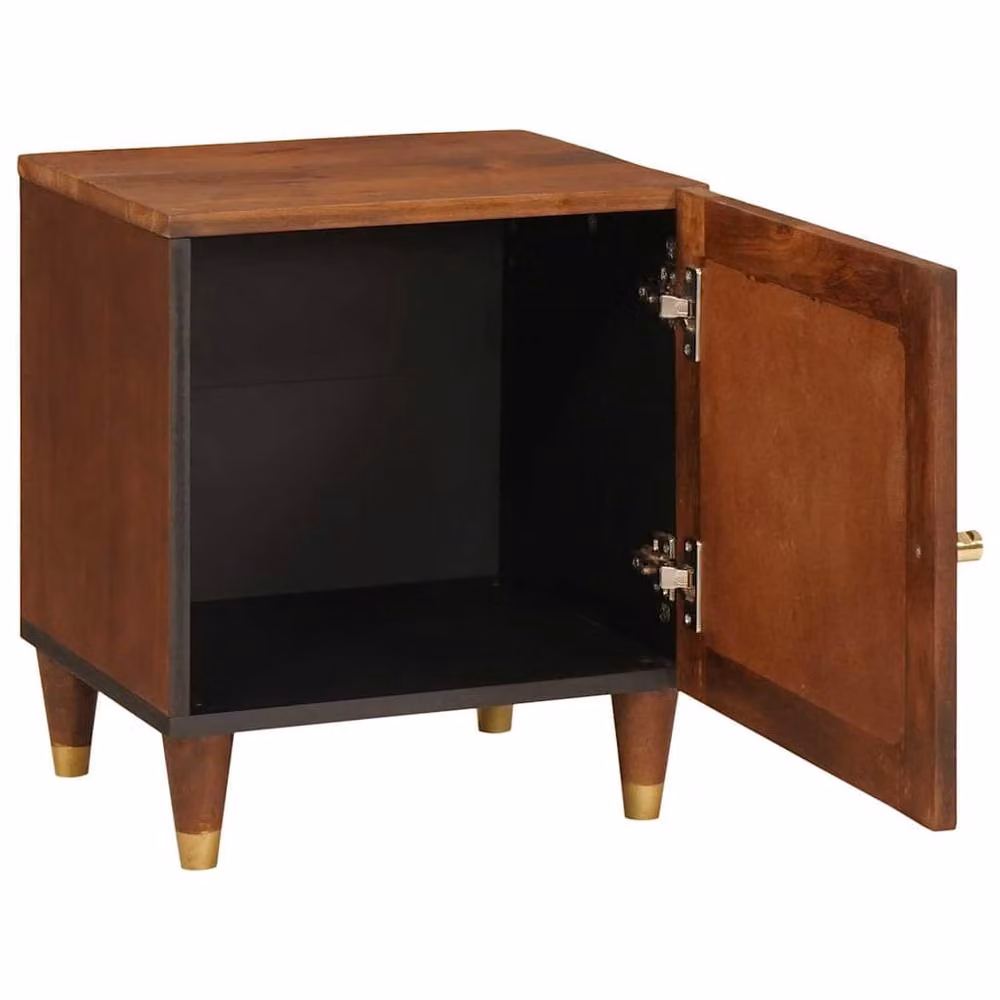 Berkfield Home Set of 2 Rustic Mango Wood Bedside Tables, Brown, W/D/H: 40 x 33.5 x 46 cm – 3