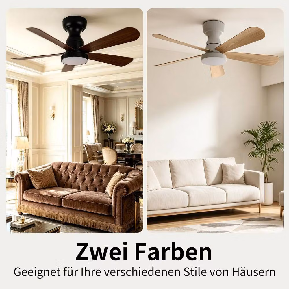 Resmo Modern LED Ceiling Fan with Dimmable Light and Remote Control, White – 2