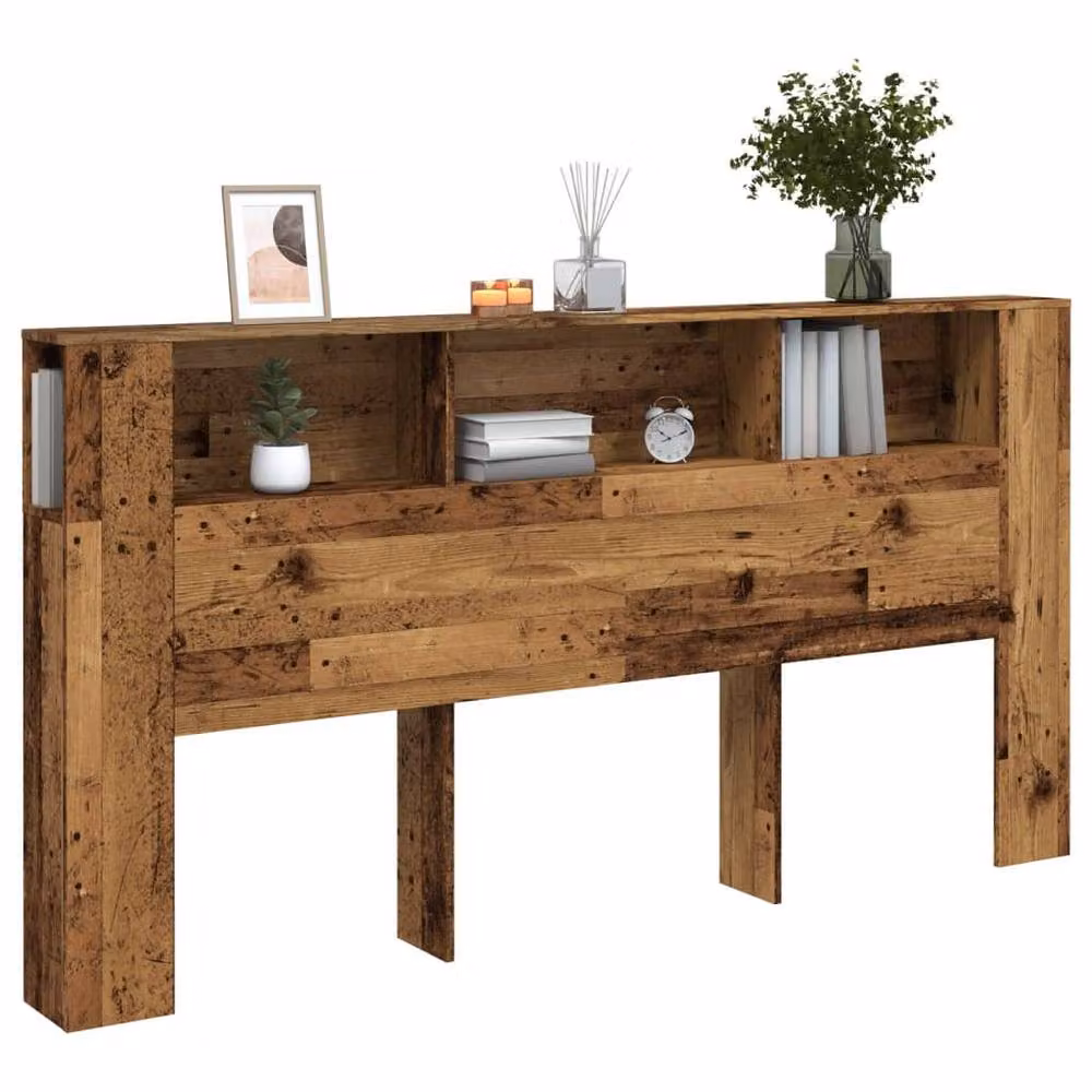Berkfield Home Modern Wall Mounted Headboard Cabinet in Brown Engineered Wood W/D/H: 200 x 18.5 x 102.5 cm – 2
