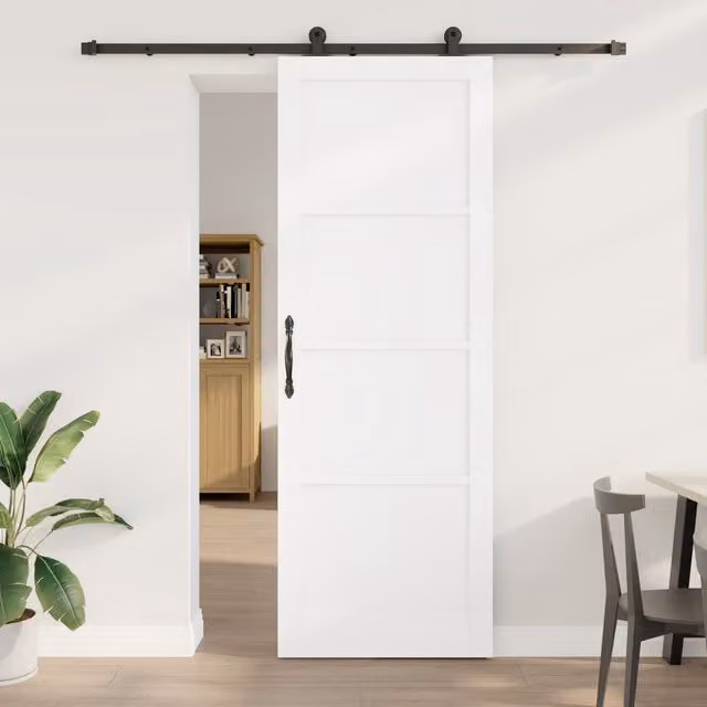 Berkfield Home Orkdal Minimalist White Lacquered Solid Wood Pine Sliding Door with Hardware Set – 1