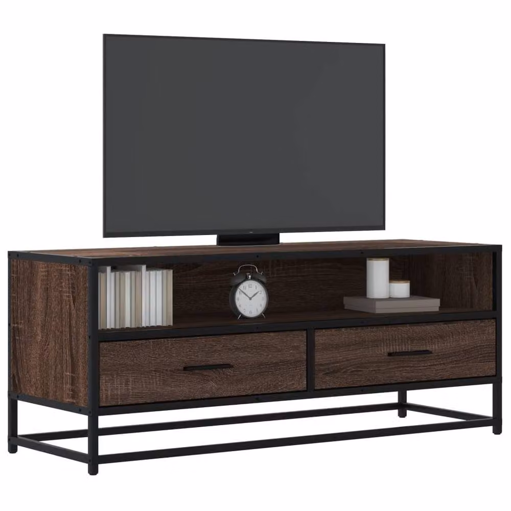 Berkfield Home Industrial TV Cabinet in Brown Oak, W/D/H: 100 x 34.5 x 40 cm – 2