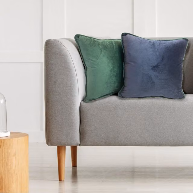 Rapport Home Blue Velvet Square Cushion Cover, W/D/H: 43 x 43 x 43 cm