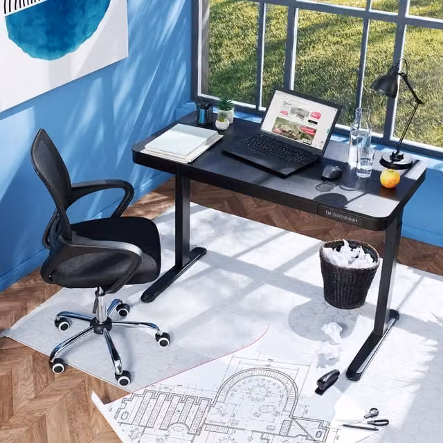 tectake Modern Electric Height-Adjustable Computer Desk in Black